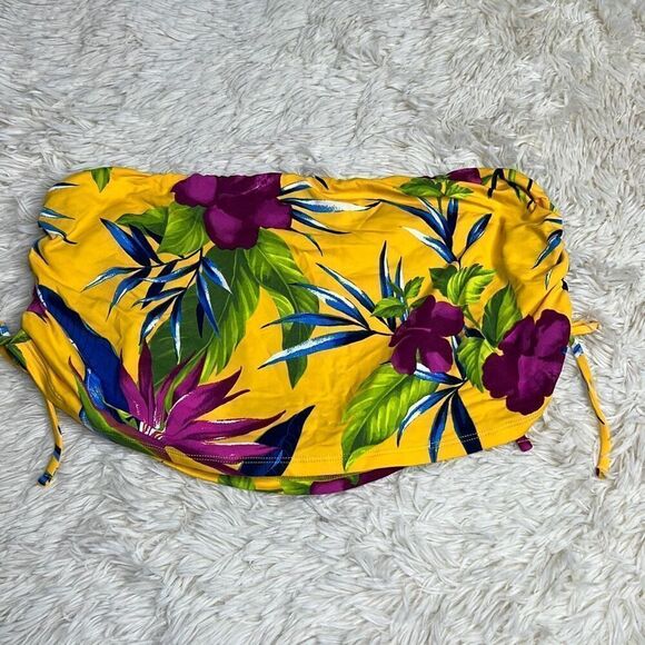 Tommy Bahama Side-Shirred Skirted Hipster Bikini Bottoms Yellow Floral Size Sma - Picture 6 of 8